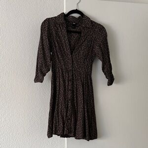 H&M Black Mini Dress with Tiny Pink Floral Print